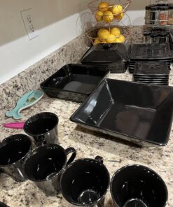 10 Strawberry Street Nova Square 45 pc Dinnerware Set, Black 36 71p7MbbIBWL