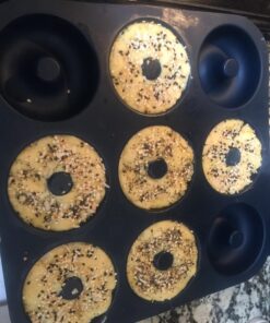 Large Non-Stick 100% LFGB Grade Silicone Donut Pan, Makes 9 Full Size Donuts, Oven, Dishwasher and Freezer Safe Donut Mold by Unicorn Glitter LLC Navy 37 71p96oIoieL