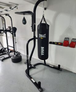 Everlast Steel Heavy Punching Bag Stand Workout Equipment for Kickboxing, Boxing, and MMA Training with 3 Plate Pegs and 100 Pound Capacity Black 59 71p9ULjZDgL