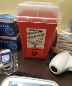 Oakridge Products Sharps Container for Home Use and Professional 1 Quart (3-Pack), Biohazard Needle and Syringe Disposal, Small Portable Container for Travel, CDC Certified 3 32 71p9V3jaGL