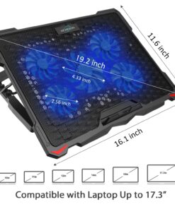 AICHESON Laptop Cooling Pad 5 Fans Up to 17.3 Inch Heavy Notebook Cooler, Blue LED Lights, 2 USB Ports, S035, Blue-5fans 24 71pAwnT6MJL