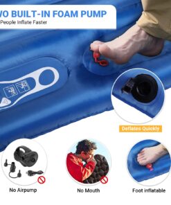 KINGCAMP Double Sleeping Pad, Comfortable Extra Thick 3.9in Camping Mattress 2 Person, Lightweight Inflatable Air Mat for Backpacking, Hiking, Tent Double-blue 18 71pCGGlVywL