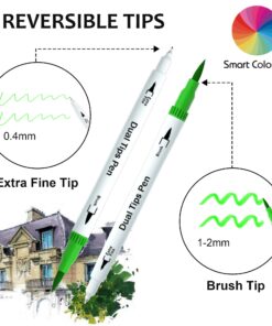 Journal Calligraphy Art Markers, 48 Colors Dual Tip Brush Pens with Fineliner Tip for Adult Coloring Books Drawing At School Home Office by Smart Color Art 29 71pCGvZo1jL