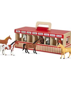 Melissa & Doug Take-Along Show-Horse Stable With Wooden Box and 8 Toy, Barn Play Set, Portable, Toys For Kids Ages 3+ 25 71pDIQbHncL 1