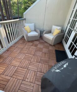 Yaheetech 27PCS Interlocking Patio Deck Tiles 12 x 12in Wood Floor Tiles Outdoor Flooring for Patio Garden Deck Poolside Brown Brown-straight 56 71pFCFGSugL