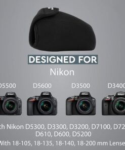 MegaGear MG091 Nikon D3500, D5600, D3400, D5500, D7200, D3300, D5300, D610, D7100, D600, D3200 Ultra Light Neoprene Camera Case, Black insade Yellow 27 71pFtD4imhL