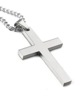 FIBO STEEL Stainless Steel Cross Pendant Chain Necklace for Men Women, 22-30 Inches 50*30*3mm cross, 24 inches chain 28 71pHIkvHLoL