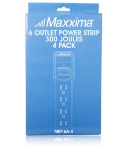 Maxxima 6 Outlet Power Strip Surge Protector - 300 Joules, Features Red On/Off Switch, 4 Pack, Powers Multiple Electronics and Devices Simultaneously, Perfect for Home Appliances - White 13 71pI 6alNbL