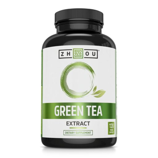 Zhou Green Tea Extract Capsules with EGCG, Natural Energy, Mental Focus, Immune Health, Antioxidant and Heart Support, Non-GMO, Vegan, Gluten Free, 120 Capsules