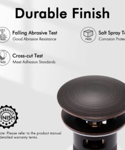 KES Bathroom Faucet Vessel Vanity Sink Pop Up Drain Stopper with Overflow Oil Rubbed Bronze, All Metal Rustproof Brass and 304 Stainless Steel, S2008A-ORB With Overflow, 1 Pack 35 71pJ1sCA20L