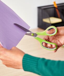 Amazon Basics Multipurpose, Comfort Grip, PVD Coated, Stainless Steel Office Scissors, 3-Pack, Purple, Green & Gray 27 71pKe0UYnKL