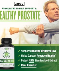 Zhou Nutrition Saw Palmetto Extract 500 mg, Prostate Health, Urinary Tract Support, DHT Blocker for Men and Women Hair Growth, Non-GMO, 100 Capsules (Packaging may vary) 18 71pLtaI2OiL