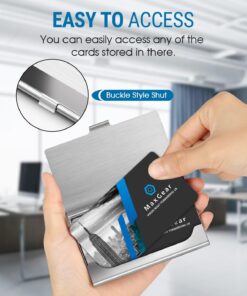MaxGear Metal Business Card Holder for Men & Women, Pocket Business Card Case Slim Business Card Wallet Business Card Holders Name Card Holder, 3.7 x 2.3 x 0.3 inches, Stainless Steel, Silver Mirror Brushed Silver 27 71pLysl7Q5L 1