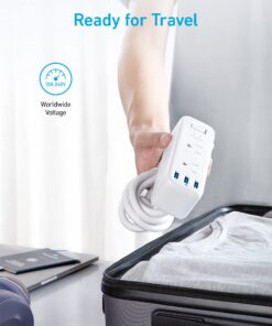 Anker USB Power Strip Surge Protector(300J), 5ft Extension Cord, Flat Plug, 331 Power Strip with 6 Outlets & 3 USB A Ports, Charging Station,for iPhone 15/15 Plus/15 Pro/15 Pro Max,TUV Listed White 21 71pOLYGeLrL 1