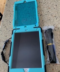 SEYMAC Stock iPad 6th/5th Generation Case with Screen Protector, 360 Rotating Stand, Drop-Proof Protection, Compatible with iPad 6th/5th/Air 2/Pro 9.7 in SkyBlue+Black 33 71pPBFR9NAL