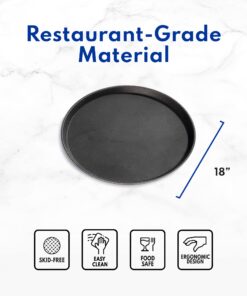 New Star Foodservice 25217 Restaurant Grade Non-Slip Tray, Plastic, Rubber Lined, Round (16-Inch, Black) Classic 16-Inch 16 71pQiZgarnL