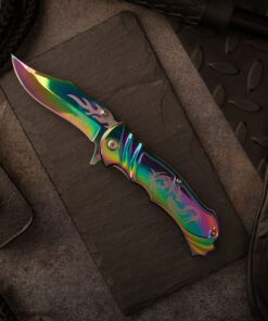 Alternative view of MASTER USA Masters Collection MC-A003 Series Fantasy Spring Assist Folding Knife, 4.5-Inch Closed MC-A003 Fantasy Series Rainbow