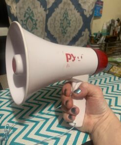 Pyle Megaphone Speaker PA Bullhorn - 20 Watts & Adjustable Vol Control w/ Built-in Siren & 800 Yard Range for Football, Baseball, Hockey, Cheerleading Fans & Coaches or for Safety Drills - PMP20,White 39 71pROSGZKmL 3