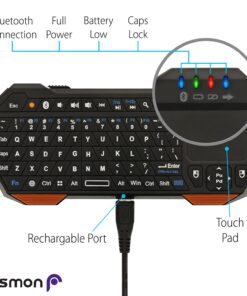 Fosmon Mini Bluetooth Keyboard (QWERTY Keypad), Wireless Portable with Touchpad, Compatible with Apple TV, Amazon Fire Stick, PS4, PS4 Pro, PS5, HTPC/IPTV, VR Glasses, Smartphones 24 71pTql2t59L