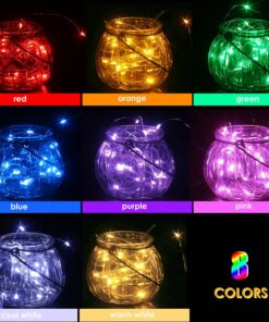 Alternative view of GDEALER 8 Pack 7.2 Feet 20 Led Fairy Lights Battery Operated Mini Silver Copper Wire Firefly String Lights for Christmas Bedroom Indoor Outdoor Wedding Mason Jar Dorm Decor DIY Costume Multi Color 8 Colors Mix