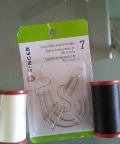 Upholstery Repair Kit with 2 Spools (1 White & 1 Black Spool) and 7 Different Sized Needles | Leather Repair Kit, Furniture, Clothes, Car, Fabric, Couch, Vinyl, Boat, Seat, Carpet, Shoe | Patch Fabric 31 71pUyHcwFRL