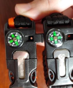 Atomic Bear Paracord Bracelet (2 Pack) - Adjustable - Fire Starter - Loud Whistle - Perfect for Hiking, Camping, Fishing and Hunting - Black & Black+Orange 33 71pVROrQRHL