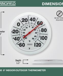 Springfield Indoor Outdoor Big Bold Thermometer, 8.5 Inch, White 29 71pVs1kyOpL