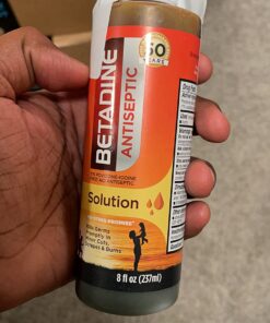 Betadine Antiseptic Liquid First Aid Solution, Povidone-iodine 10%, Infection Protection, Kills Germs In Minor Cuts Scrapes And Burns, No Sting Promise, No Alcohol or Hydrogen Peroxide, 8 FL OZ 31 71pY XdzDAL