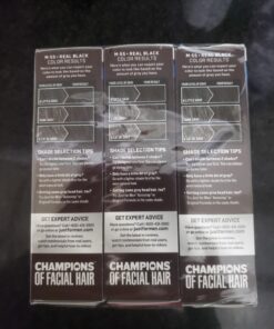 Just For Men Mustache & Beard, Beard Dye for Men with Brush Included for Easy Application, With Biotin Aloe and Coconut Oil for Healthy Facial Hair - Real Black, M-55, Pack of 3 Real Black M-55 3 Count (Pack of 1) 17 71pYtf60w L