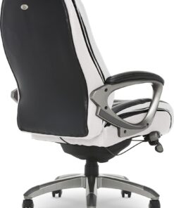 Serta Executive Office Smart Layers Technology Leather and Mesh Ergonomic Computer Chair with Contoured Lumbar and ComfortCoils, Black & White 38 71pZUBGkx9L