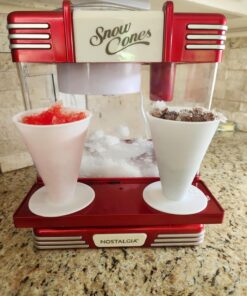 Nostalgia Snow Cone Shaved Ice Machine - Retro Table-Top Slushie Machine Makes 20 Icy Treats - Includes 2 Reusable Plastic Cups & Ice Scoop - Retro Red 30 71pbBEkbuML