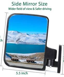 9.99WORLD MALL Golf Cart Side Mirrors, No Drilling 180 Degree Rotation & Foldable-HD Shatterproof Glass Mirrors for Golf Cart Club Car EZGO and Other (Multiple Size Clips) (New for 2022) New for 2022 10 71pbyvEXNML