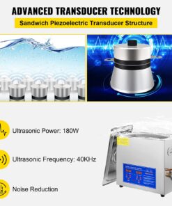 VEVOR Commercial Ultrasonic Cleaner 6L Professional Ultrasonic Cleaner 40kHz with Digital Timer&Heater 110V Excellent Cleaning Machine for Watch Instruments Industrial Parts Excellent Cleaner Solution 43 71pcCIT8JOL