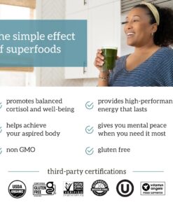 Organifi Green Juice - Organic Superfood Powder - 180-Day Supply - Organic Vegan Greens - Helps Decrease Cortisol - Provides Better Response to Stress - Supports Weight Control - Total Body Wellness 9.8 Ounce (Pack of 6) 10 71pcFgEL3L