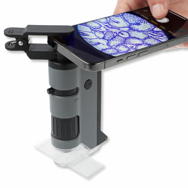 Catalog 6 Carson MicroFlip 100x-250x LED and UV Lighted Pocket Microscope with Flip Down Slide Base and Smartphone Digiscoping Clip (MP-250) Single Pack