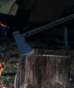 iunio Camping Axe, Hatchet with Sheath, Multi-Tool, Camp Ax, Survival Gear, Folding Portable Tools, for Hiking, Backpacking, Emergency, Hunting, Outdoor Black with Bag 37 71peHOraX4L