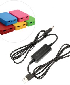 KUNCAN USB 5V to 12V DC - USB Voltage Step Up Converter Cable(12V 0.7A-1A), USB A to 12V DC 5.5 x 2.1mm Adapter with DC Jack 5.5 x 2.5mm & 3.5 x 1.35, 5 Ft 12 Volt DC Power Cable Black 18 71pfmep7SBL