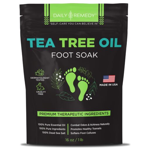 Tea Tree Oil Foot Soak with Epsom Salt - Made in USA - for Toenail Athletes Foot, Stubborn Foot Odor Scent, Softens Calluses & Soothes Sore Tired Feet - 16 Ounces Tea Tree Oil 1 Pound (Pack of 1)