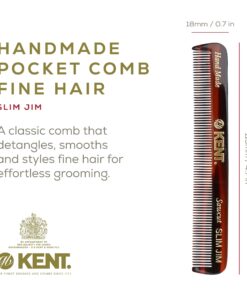 Alternative view of Kent Slim Jim Handmade All Fine Tooth Pocket Comb for Men, Hair Comb Straightener for Everyday Grooming Styling Hair, Mustache and Beard, Use Dry or with Balms, Saw Cut Hand Polished, Made in England 1 Pack