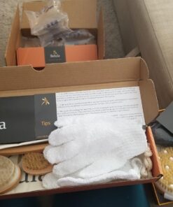 Belula Premium Dry Brushing Body Brush Set- Natural Boar Bristle Body Brush, Exfoliating Face Brush & One Pair Bath & Shower Gloves. Free Bag & How To – Great Gift For A Glowing Skin & Healthy Body 51 71pj2F6LxyL 2