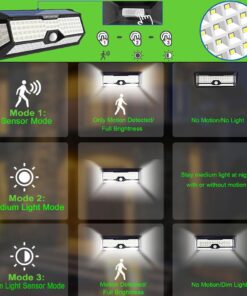 LECLSTAR Solar Outdoor Lights - 4000Lm 268 LED Security Lights with 4 Wide Angle, Motion Sensor Lights for Outside, IP65 Waterproof Solar Powered Wireless Flood Wall Lights with 3 Modes Black 32 71pj6He37EL