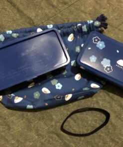 Japanese Traditional Rabbit Blossom Bento Box Set - Square 2 Tier Bento Box, Rice Ball Press, Bento Bag (Blue) 61 71pjudcGA3L