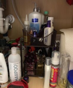 Sorbus 2 Tier Under Sink Bathroom Organizers and Storage, Strong Steel Mesh Sliding Drawers for Enhanced Bathroom Storage, Bathroom Organization and Storage & Under Kitchen Sink Organizer (Bronze) Bronze 26 71pk5EANJ4L