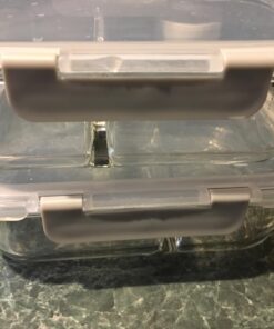 JoyJolt Divided Food Storage Containers with Lids Airtight. 5 Pack Glass Meal Prep Containers 2 Compartment Set Glass Bento Box. Reusable Food Containers, Portion Control Containers for Weight Loss Gray 57 71pkYvEmtsL