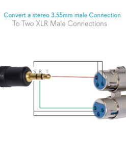 XLR Y Adapter Cable Splitter - 6 Ft 12 Gauge 3.5mm Male to Dual Female XLR Jacks w/ Metal Connectors to Connect iPhone, iPod or MP3 Player to Mixing Console or Powered Speakers Set - Pyle PCBL38FT6 11 71pl8lF WRL