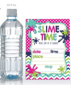 Slime Birthday Party Invitations for Girls, 20 5"x7" Fill In Cards with Twenty White Envelopes by AmandaCreation 10 71plekFwI6L