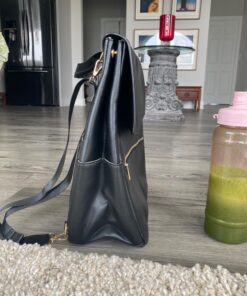 KZNI Leather Diaper Bag Backpack, Diaper Backpack Nappy Baby Bags for Mom Unisex Maternity Diaper Bag with Stroller Hanger Black 41 71pm2oF6j7L