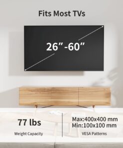 Pipishell Full Motion TV Wall Mount for Most 26-60 inch Flat & Curved TVs up to 77 lbs, Adjustable Bracket Height, Single Articulating Arm, Extension, Max VESA 400x400mm, PIMF9 24 71pmD5VM L 2