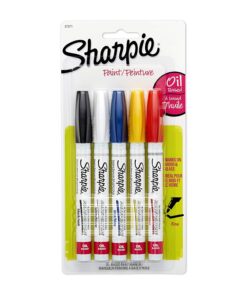 SHARPIE Oil-Based Paint Markers, Fine Point, Assorted Colors, 5 Count - Great for Rock Painting Classic Assorted 5 Count (Pack of 1) Fine Tip