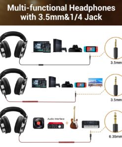 OneOdio Wired Over Ear Headphones Studio Monitor & Mixing DJ Stereo Headsets with 50mm Neodymium Drivers and 1/4 to 3.5mm Jack for AMP Computer Recording Podcast Keyboard Guitar Laptop - Black 26 71pmlrVbLGL